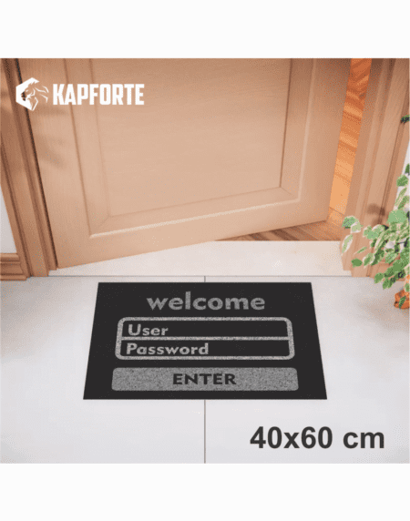 Capacho vinil 40x60 - Welcome User Password Preto