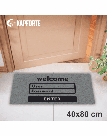 Capacho vinil 40x80 - Welcome User Password Cinza
