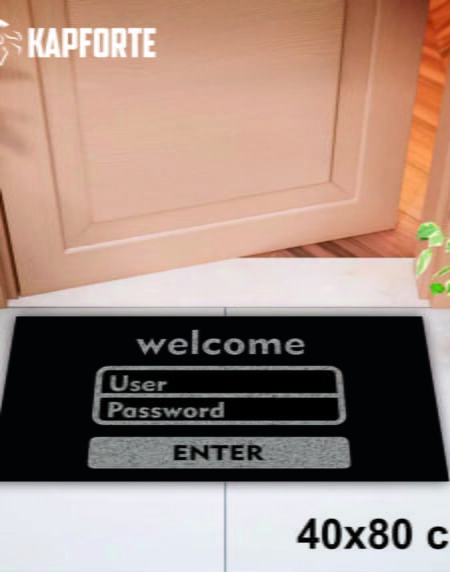 Capacho vinil 40x80 - Welcome User Password Preto