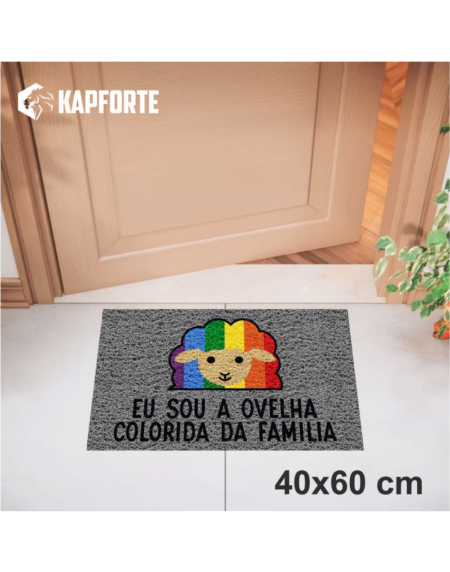 Capacho vinil 40x60 - Eu sou a ovelha colorida da familia
